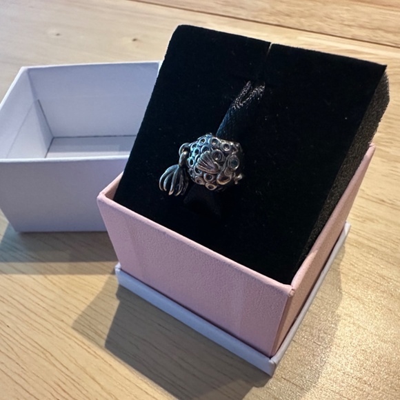 Pandora Splish-Splash Angle Fish Charm Blue Topaz Eyes - Picture 3 of 5